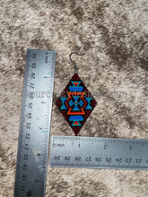 Load image into Gallery viewer, Measurements of Texas Sunset earrings, 1.75" wide x 3" tall
