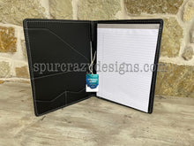Load image into Gallery viewer, Leather Covered Portfolio - Salt and Pepper Cowhide and Pink Embossed Leather