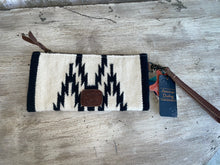 Load image into Gallery viewer, back of cream and black wristlet