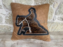 Load image into Gallery viewer, Working Cow Horse/Stock Horse Leather and Cowhide Pillow Cowboy