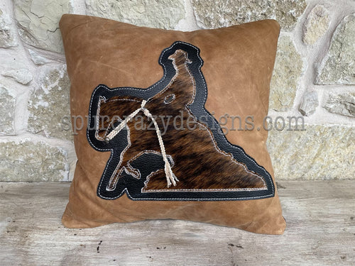Working Cow Horse/Stock Horse Leather and Cowhide Pillow Cowboy