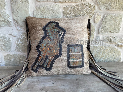 Barrel Racer Cowhide Pillow