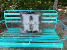 Load image into Gallery viewer, Gray and Silver Faux Croc Monogram Cowhide and Leather Pillow