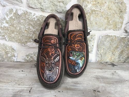 Buck and Bass Hand Tooled Custom Shoes