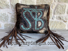 Load image into Gallery viewer, Caracol Turquoise embossed leather and brindle cowhide.