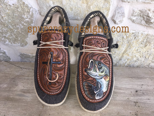 Bass and Hook Hand Tooled Shoes