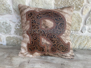 Brown Caracol Monogram Cowhide and Leather Pillows