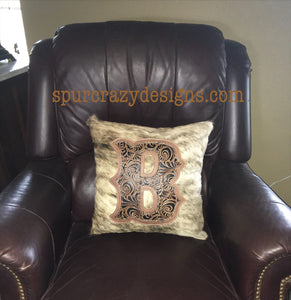 Brown Caracol Monogram Cowhide and Leather Pillows