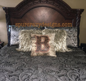 Brown Caracol Monogram Cowhide and Leather Pillows