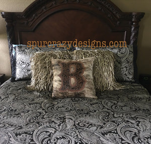 Brown Caracol Monogram Cowhide and Leather Pillows