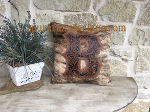 Brown Caracol Monogram Cowhide and Leather Pillows