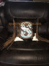 Load image into Gallery viewer, Mint &amp; Tan Navajo Print Monogram Cowhide and Leather Pillows